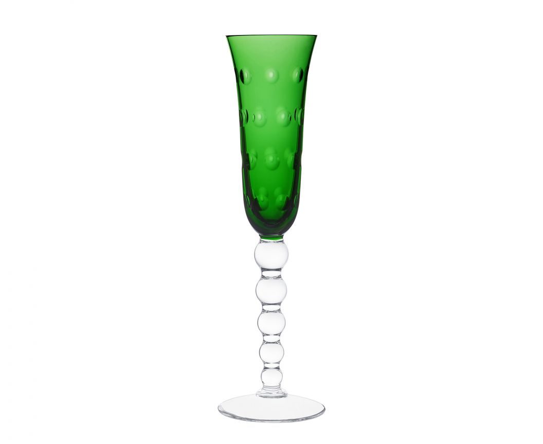 Bubbles Colored Champagne Flute Green